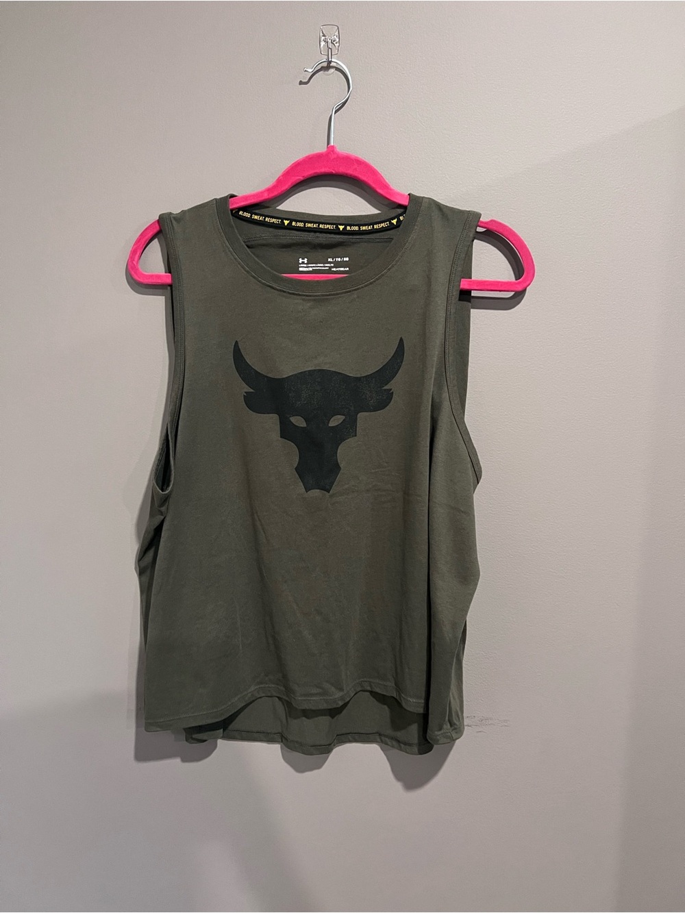 Under Armour Olive Green Sleeveless Training Tank with Black Logo